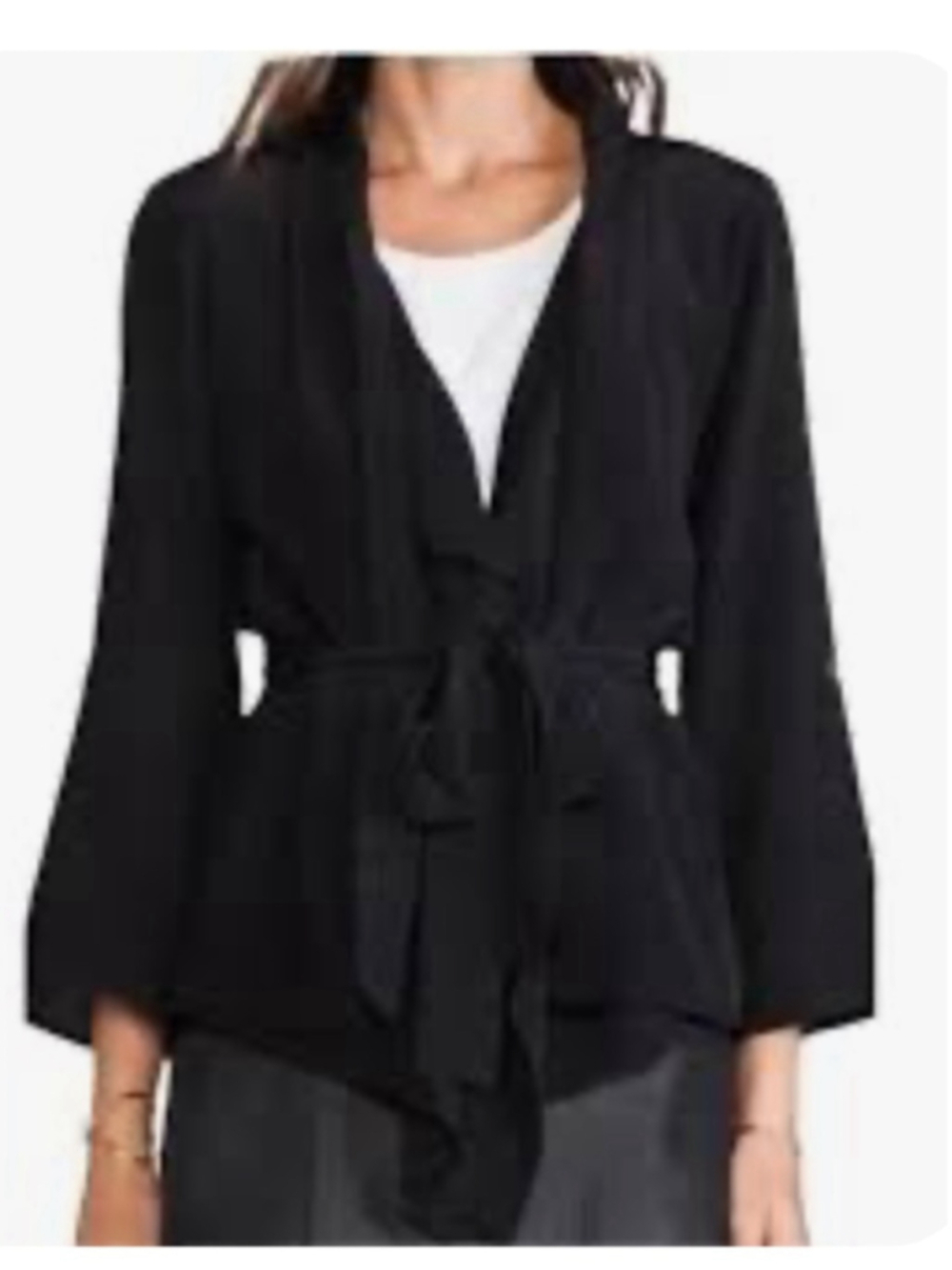 Yumi Kim Claudia 100% silk draped kimono jacket flowy boho career sz Lg